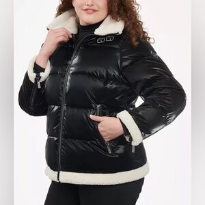 MICHAEL MICHAEL KORS
Women's Plus Size Faux-Shearling Shine Puffer Coat